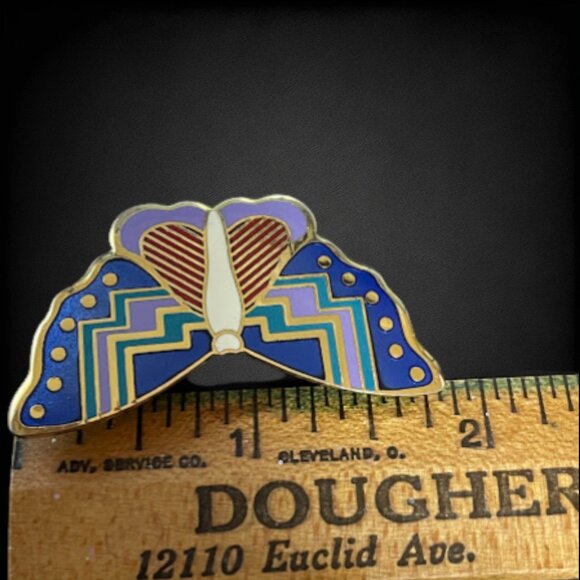 Vintage LAUREL BURCH Papillon Butterfly Brooch Cloisonne Enamel Figural 1980s - Picture 6 of 8